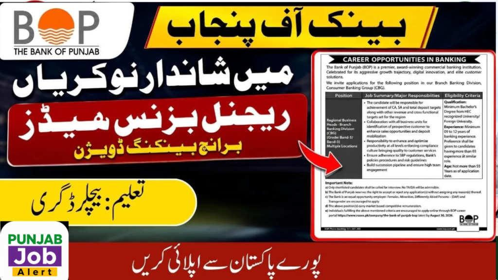 Bank of Punjab Jobs 2026
